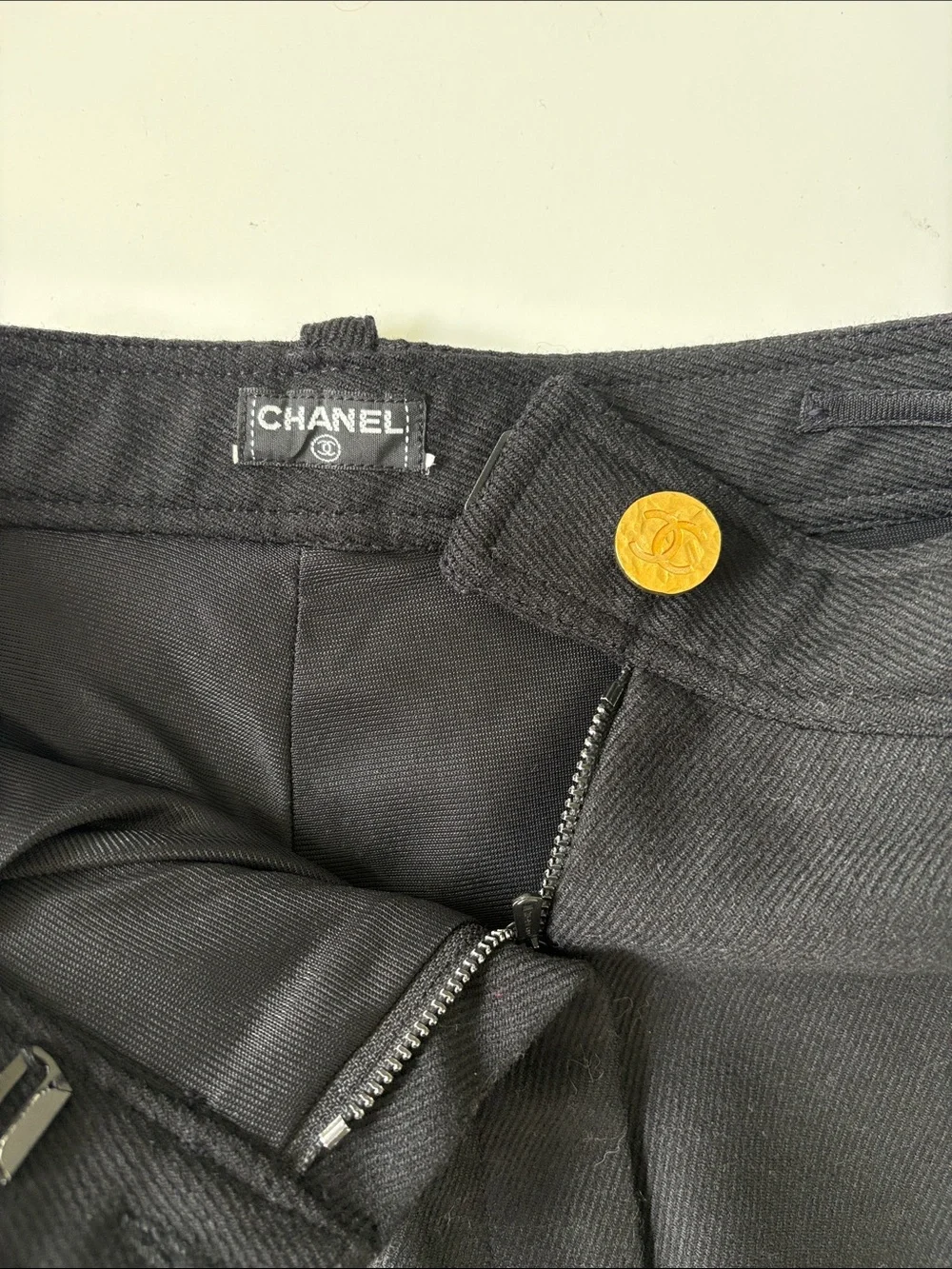CHANEL Vintage Black Tailored Wool Pants